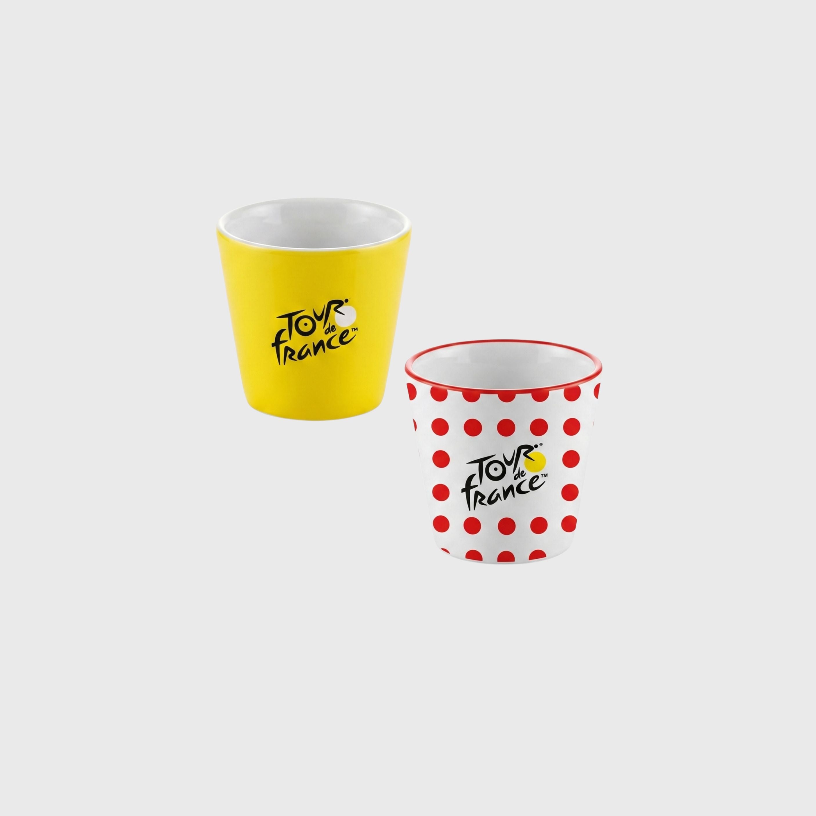 Yellow and Polka Dot Tour de France Espresso Cups