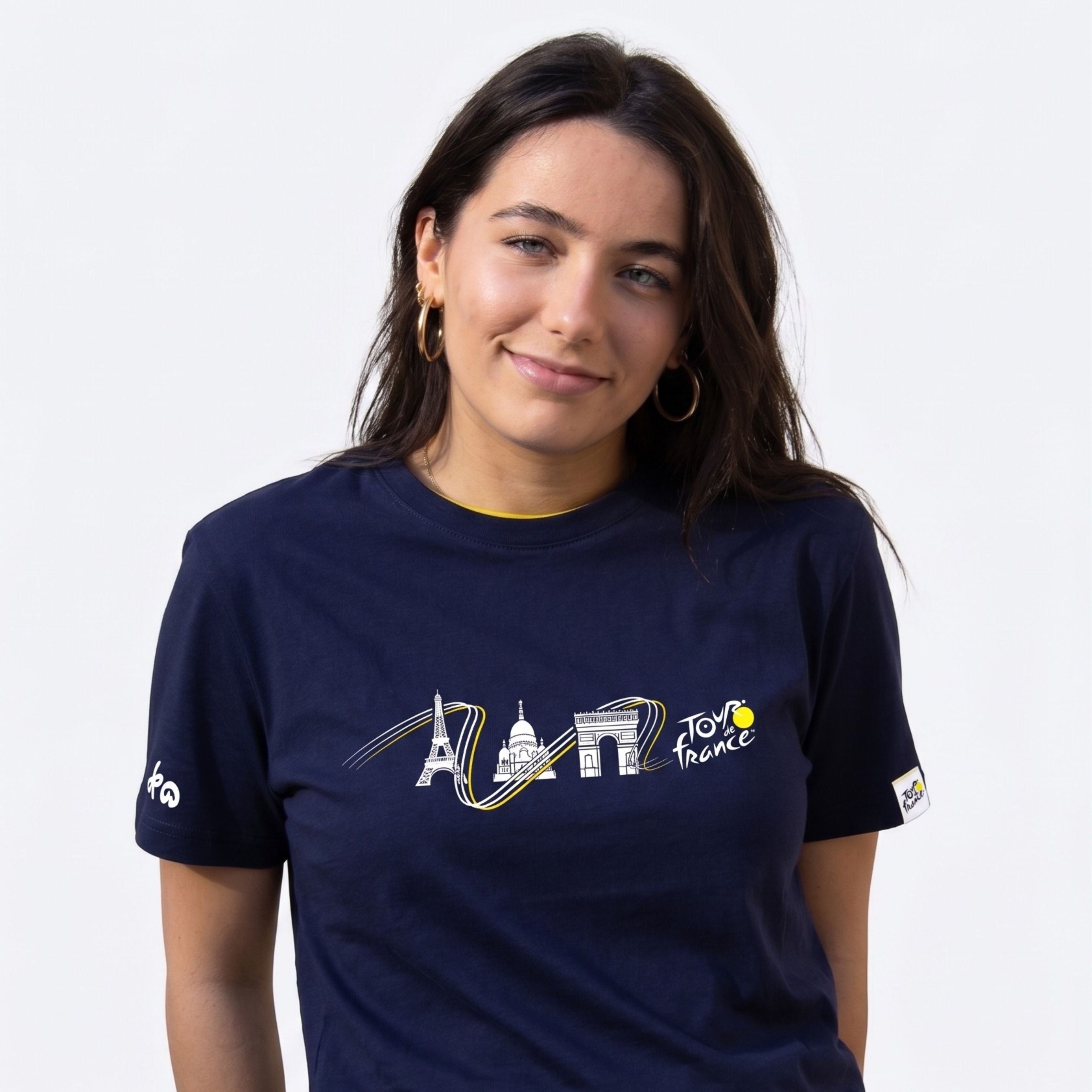 T-shirt Tour De France Monuments de Paris Bleu Mixte